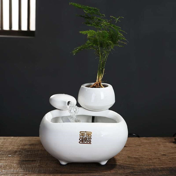 Ceramic Flowing Water Fountain Mist Desktop Humidifier